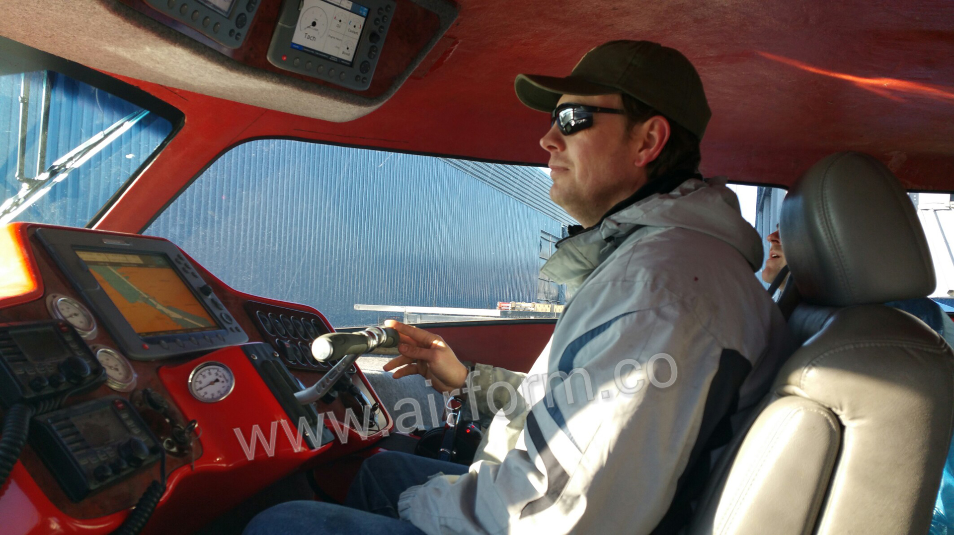 Air Form's AF46 hovercraft cockpit, Raymond Jordison driving